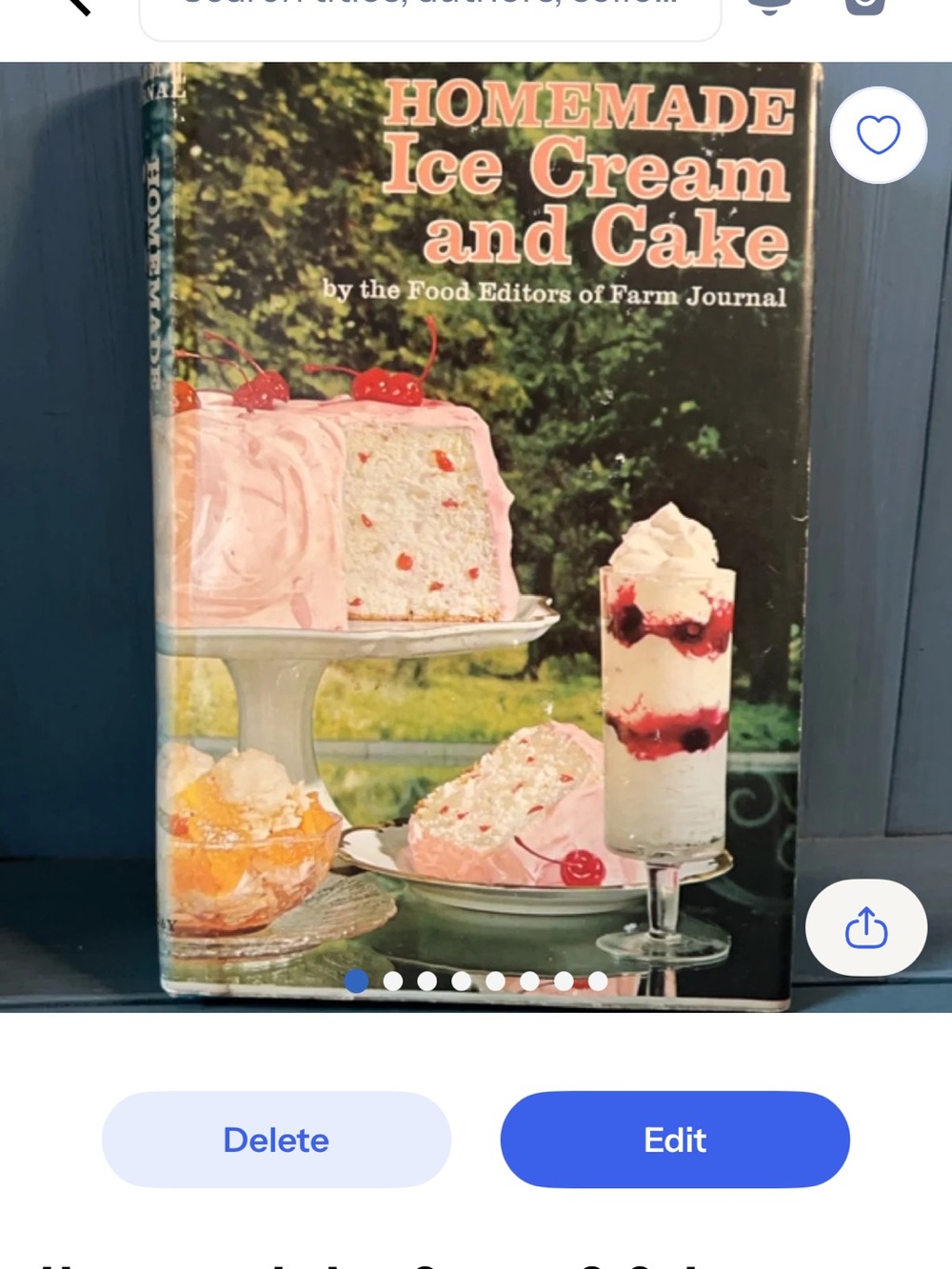 Homemade Ice Cream & Cake Cookbook - Pink Cover | Vintage 1972 Book Club Edition